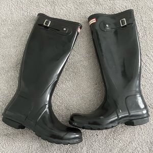 tall black hunter rain boots size 9